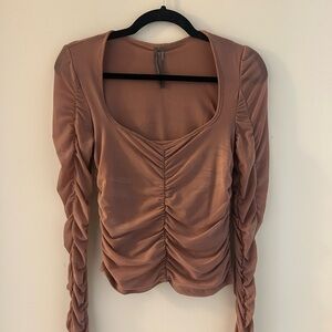 Ruched Long Sleeve Top - Rose Pink